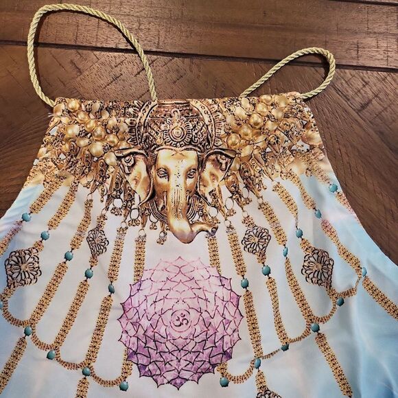 Dolls Kill x 24HRS Beaded open back halter top with beaded trim Small - Picture 2 of 5